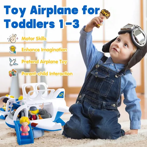 Vista 2 de Juguetes de avión PLAY para niños - Juguetes de avión para niños pequeños, aviones de viaje para niños de 2 años en adelante con figuras pequeñas