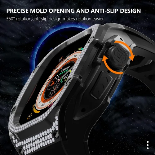 Vista 2 de VeveXiao - Funda resistente con correa compatible con Apple Watch Ultra 2 bandas de 49mm, funda protectora de metal con correa de repuesto de goma