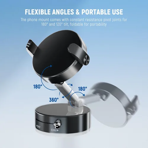 Vista 6 de NEEWER Versión de nivel de entrada, soporte magnético para teléfono celular, soporte plegable con ventosa al vacío para tu parabrisas de automóvil