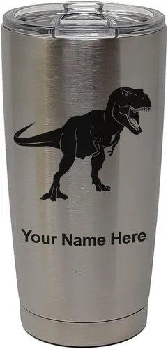 Vista 33 de LaserGram Vaso aislado al vacío de 20 onzas, dinosaurio Tiranosaurio Rex, grabado personalizado incluido (negro)