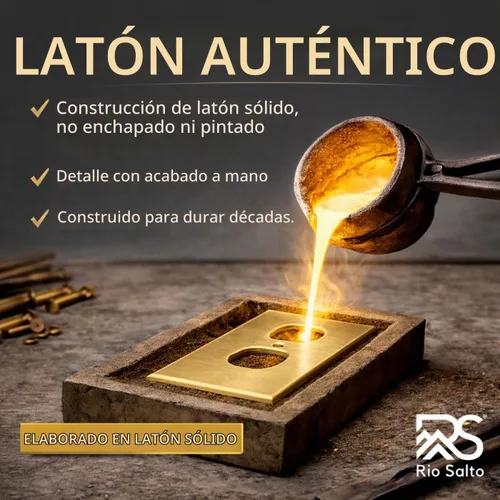 Vista 4 de Rio Salto BRASS Signature Collection MIDSIZE - Placa de pared de metal dorado para interruptor de luz o cubierta de tomacorriente, placa de pared