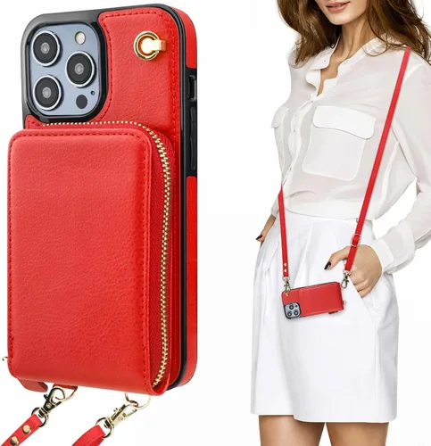 Vista 9 de KIHUWEY - Funda tipo cartera cruzada para iPhone 14 Pro Max, color negro