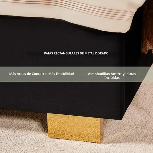 Vista 4 de HOWE Base de cama tapizada tamaño Queen de 61 pulgadas con borde chapado en Negro