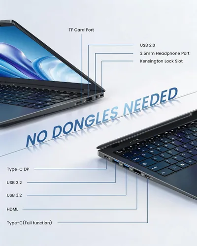 Vista 4 de Laptop de 14 pulgadas 12 GB de RAM, SSD de 128 GB, Pentium Gold Gris espacial