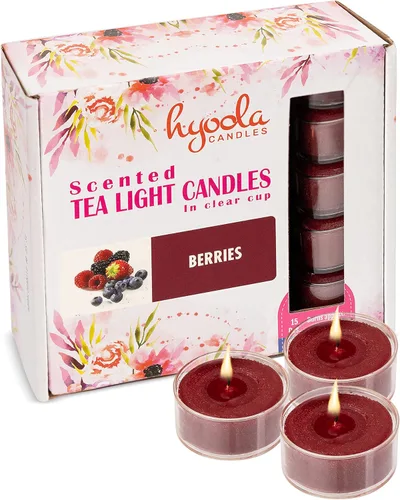 Vista 10 de HYOOLA Velas aromáticas de vela – Taza transparente – Velas perfumadas de vainilla – 6 horas de tiempo de combustión – Paquete de 15 – Fabricado