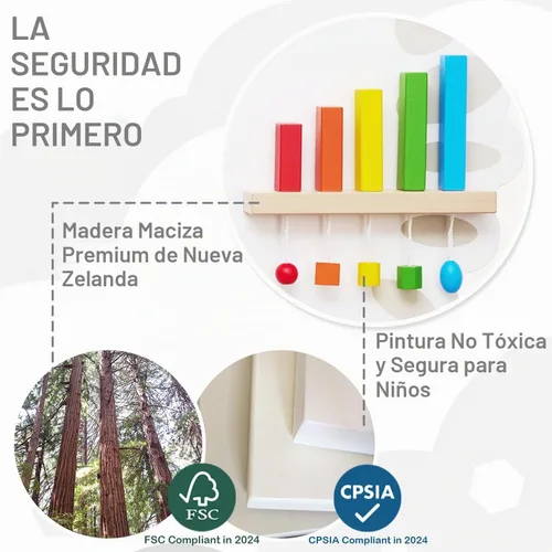 Vista 2 de Monläurd® Tablero Ocupado Montessori de Búho - Panel de Pared Sensorial para Niños Pequeños, Tablero de Actividad de Madera para Niños de 6M+
