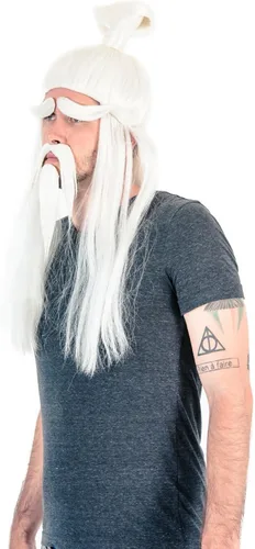 Vista 3 de Accesorio para disfraz de barba y peluca para Halloween, color blanco