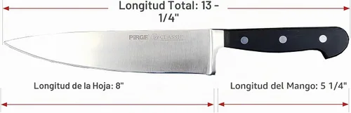 Vista 2 de GLASS MONGER Cuchillo de chef profesional de 8 pulgadas de acero inoxidable alemán de alto carbono, mango ergonómico versátil para cortar en trozos