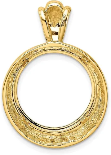 Vista 3 de Colgante de bisel de moneda de oro, 0.630 in, 0.669 in, 0.827 in, tamaño de moneda, diseño de marco ancho de círculos concéntricos, oro amarillo