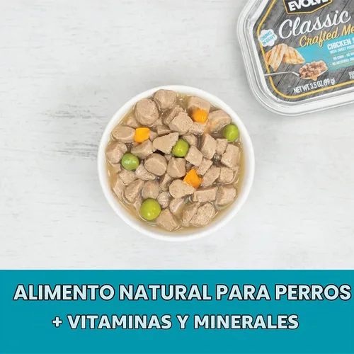 Vista 3 de Evolve Classic Crafted Meals - Comida húmeda para perros con estofado de pollo, 3.5 onzas, paquete de 15