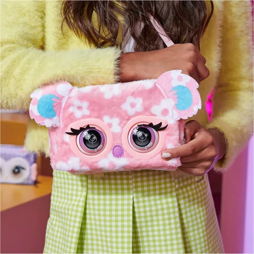 Vista 6 de Purse Pets, Print Perfect Bamboo Boo Koala, juguete interactivo para mascotas y bolso con más de 30 sonidos y reacciones, juguetes para niños