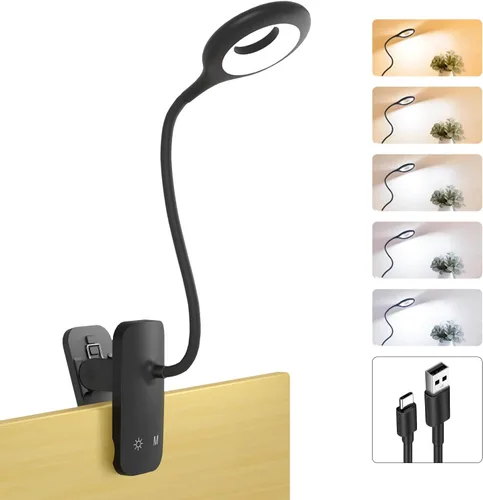 Vista 10 de Lámpara de escritorio LED recargable, luz de lectura con clip para cabecero