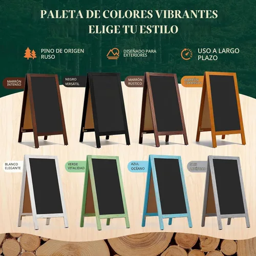 Vista 6 de 4 THOUGHT Pizarra magnética de doble cara con marco A de 40"x20", tablero de madera de pino macizo independiente para sándwiches para restaurantes
