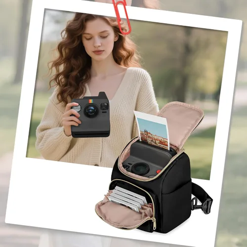 Vista 7 de Bolsa bandolera para cámara compatible con Polaroid Now 3ª/2ª generación, Flip, Now+, Go Gen 2, cámara de película instantánea, funda de transporte