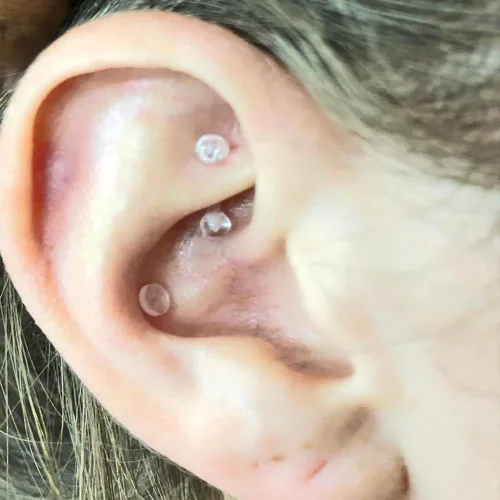 Vista 4 de Anillo de nariz transparente Bioflex, aretes de nariz en forma de L, sacacorchos para la nariz, piercing para el cuerpo, conjunto de joyas