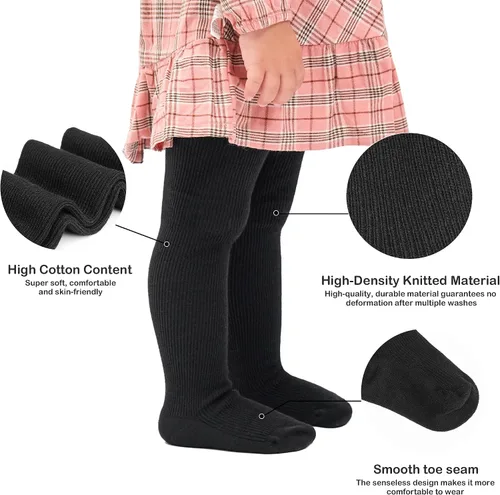 Vista 3 de Stelle Medias de bebé para niña, mallas de punto sin costuras, medias de algodón para bebés