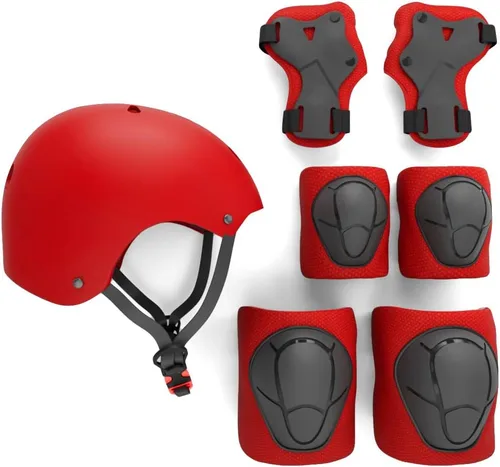 Vista 10 de Rude Boyz - Juego de almohadillas para casco de bicicleta, rodilleras, coderas, muñequeras para niños y niñas