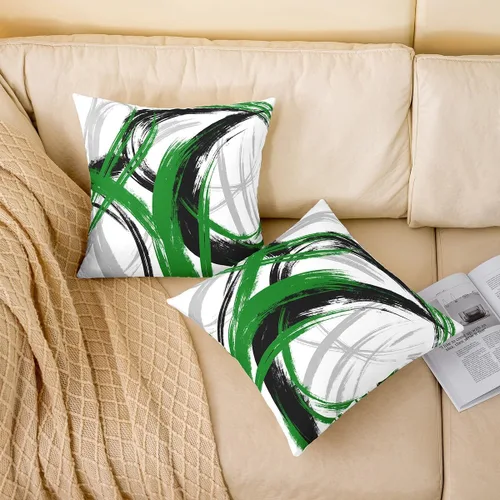 Vista 160 de Juego de 2 fundas de almohada abstractas de 16 x 16 pulgadas para niños, niñas, adolescentes, decoración de dormitorio, moderna a rayas, decoración
