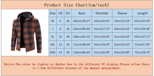 Vista 3 de Cárdigan para hombre, cárdigan para hombre, casual, delgado, a cuadros, con cierre completo, grueso, con capucha, para invierno, para exteriores