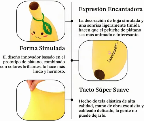 Vista 3 de zhidiloveyou Almohada de felpa de plátano rellena de plátano peluche lindo