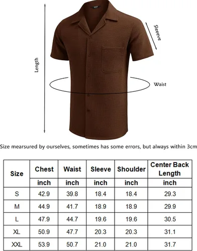 Vista 7 de COOFANDY Camisa de manga corta con botones para hombre, ajuste holgado, para playa cubana