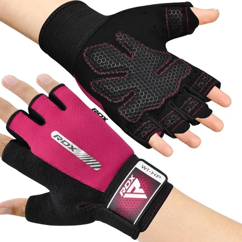 Vista 8 de RDX Guantes de levantamiento de pesas para gimnasio, entrenamiento de fitness, protección completa acolchada antideslizante, ultra ventilados