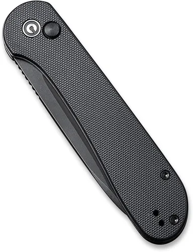 Vista 4 de CIVIVI C2103A Elementum - Navaja de bolsillo plegable con hoja de 3.47" 14C28N, mango de G10, con bloqueo de botón para EDC (Negro)
