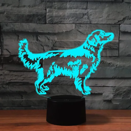 Vista 3 de Luz nocturna para niños 3D Golden Retriever Dog Lámpara LED con control remoto, 16 colores cambiantes, regalo de cumpleaños de Navidad para niño