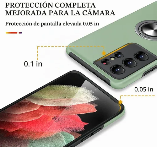 Vista 2 de JAME Funda para Samsung Galaxy S21 Ultra, Protector Delgado y Suave con Parachoques para Samsung S21 Ultra, con Soporte de Anillo Invisible y Atril