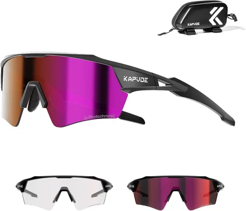 Vista 18 de KAPVOE Gafas de ciclismo fotocromáticas para hombres y mujeres, gafas de sol deportivas con protección UV, gafas de bicicleta de montaña, MTB