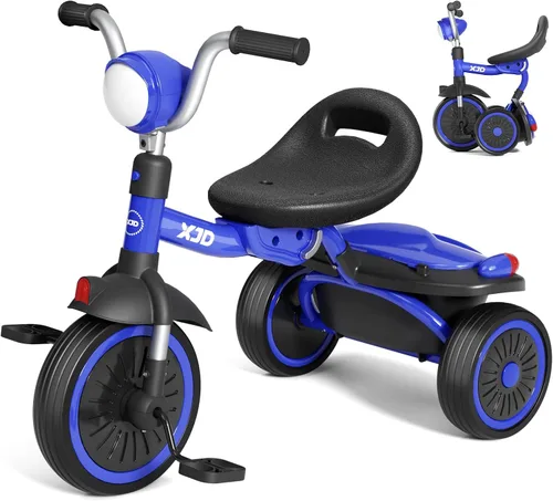Vista 9 de XJD Triciclo para niños pequeños, bicicleta plegable con pedales, triciclo para niños de 2 a 5 años, asiento cómodo ajustable, regalos de Navidad