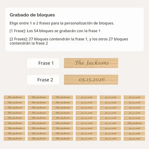 Vista 9 de WE Games Alternativa de libro de invitados de boda personalizado, caja de recuerdos de madera, 54 bloques, grabado personalizado 2 líneas de texto