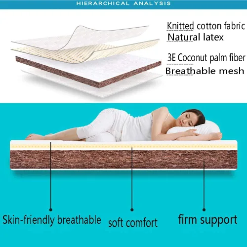Vista 5 de 3e - Colchón ortopédico de látex natural con palma de coco, tapete grueso para suelo de tatami, sensación firme, plegable, portátil, cama