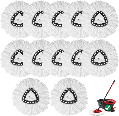 Vista 11 de 4 piezas de cabezal de repuesto para fregona giratoria, 100% cabezales de trapeador de microfibra compatibles con fregona giratoria triangular