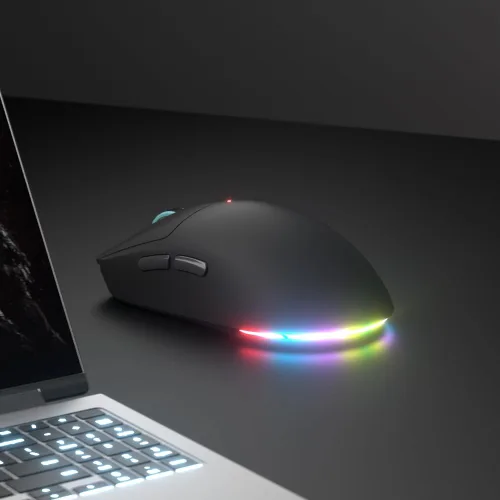 Vista 6 de Ratón inalámbrico XT624 Bluetooth, recargable con LED, ergonómico con modo múltiple 2.4G USB inalámbrico + BT1+BT2, mouse Bluetooth portátil