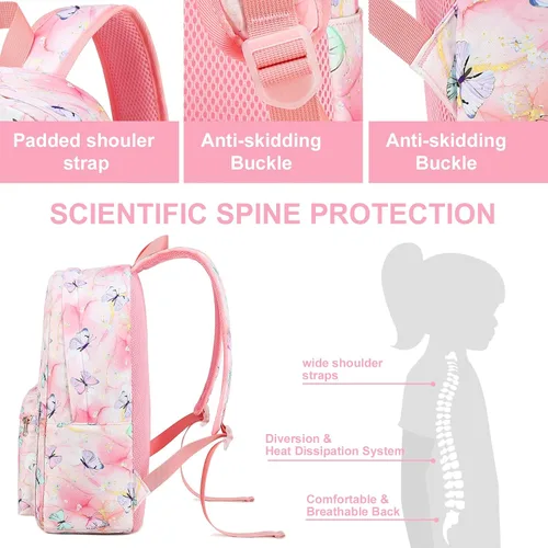 Vista 7 de BTOOP Mochila para niños en edad preescolar para niños y niñas, mochila escolar de viaje de 15 pulgadas, para niños de 3 a 8 años, rosado