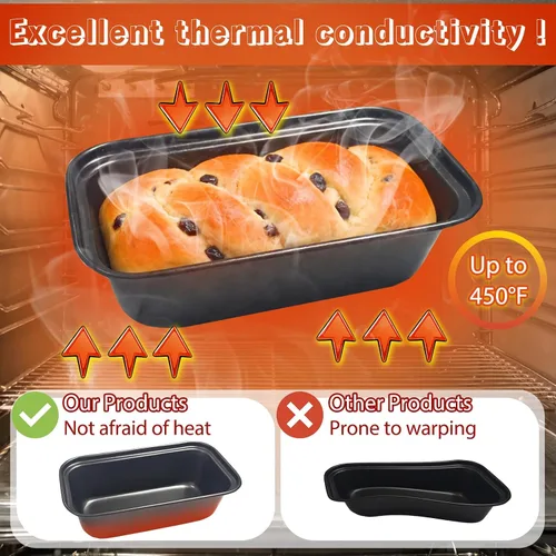 Vista 5 de Zddaoole Juego de 4 mini moldes para pan, 6 x 3.4 x 2 pulgadas, moldes pequeños para pan de plátano, moldes de acero inoxidable para pasteles