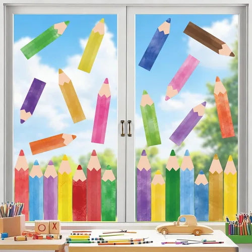 Vista 20 de Decoraciones patrióticas para ventanas del 4 de julio, 9 hojas de calcomanías de ventana de bandera estadounidense para ventanas de vidrio