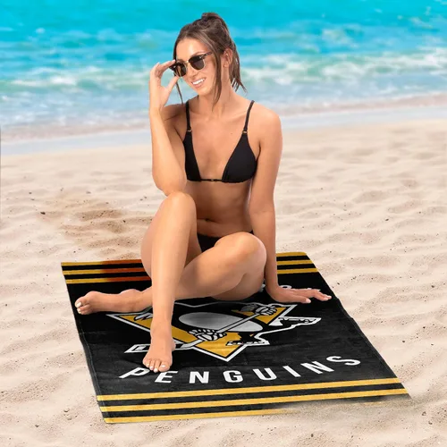 Vista 2 de Northwest NHL Pittsburgh Penguins - Toalla de playa, 30 x 60 pulgadas, rayas