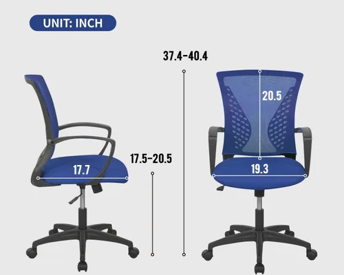 Vista 3 de Meet Perfect Silla de oficina con respaldo medio de malla con soporte lumbar ergonómico y reposabrazos, silla de computadora ajustable, silla