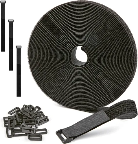 Vista 11 de Rollo de gancho y bucle de 100 pies x 1/2 pulgada, bridas de sujeción reutilizables, correas de cables multiusos para organizar el hogar, la oficina