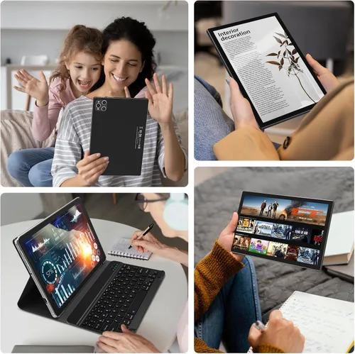 Vista 7 de EITOMIN Tablet Android 2026 Última tableta de 10 pulgadas con teclado, 128 GB ROM 16 GB RAM TF1TB Expand, Octa-Core, 5GWiFi, 1080FHD, Negro