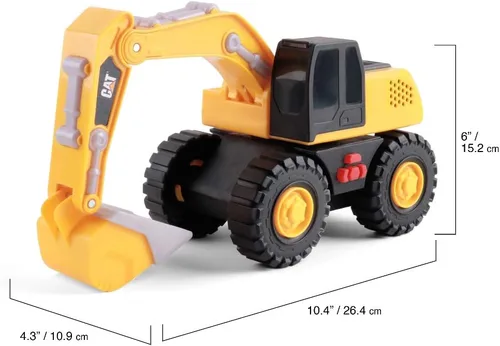Vista 10 de CAT Juguetes de construcción, máquinas resistentes, excavadora de juguete, 10 pulgadas con luces y sonidos realistas, acción retumbante, piezas