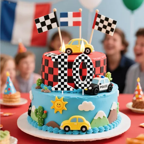 Vista 5 de Velas temáticas de autos de carreras para cumpleaños, velas numeradas número 0 a cuadros, decoración de pastel a cuadros en blanco y negro, adorno