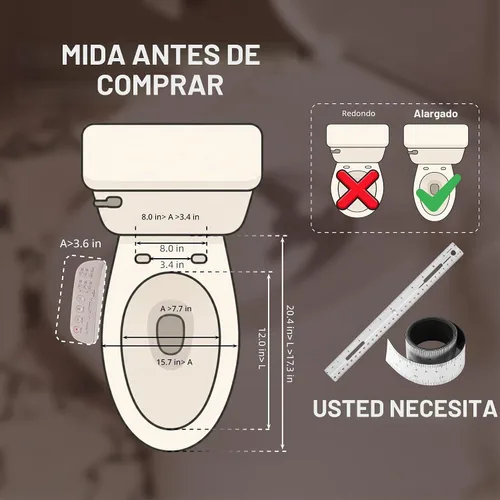 Vista 2 de Asiento de inodoro eléctrico BRAVAT® alargado, calentado, cierre suave