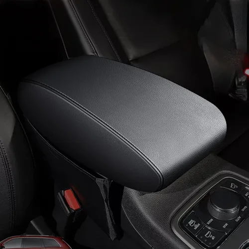 Vista 2 de AOMSAZTO Fundas de cuero negro para apoyabrazos de Grand Cherokee 2011-2021 para Jeep Cojín de consola para Grand Cherokee (no para 2022)