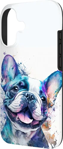 Vista 2 de Cute Frenchie Watercolor Splash Frenchie Puppy Case for iPhone 17