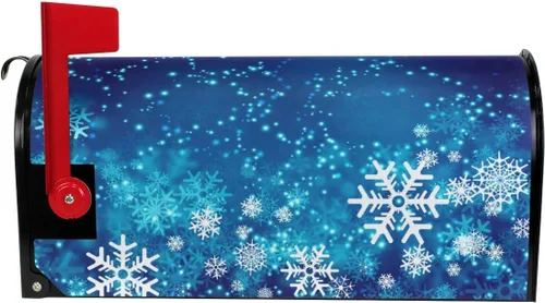Vista 2 de ALAZA - Funda para buzón de invierno con copos de nieve de Navidad, tamaño estándar, 18 x 20.8 pulgadas