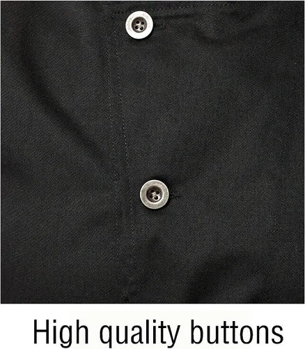Vista 6 de Chaqueta de chef con cuello alto para hombre, manga 34, ligera, uniforme de chef con 2 bolsillos, profesional