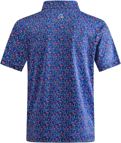Vista 6 de DEOLAX Camisas de golf para hombre, estilo hawaiano, de moda, absorben la humedad, ajuste seco, camisas polo de manga corta